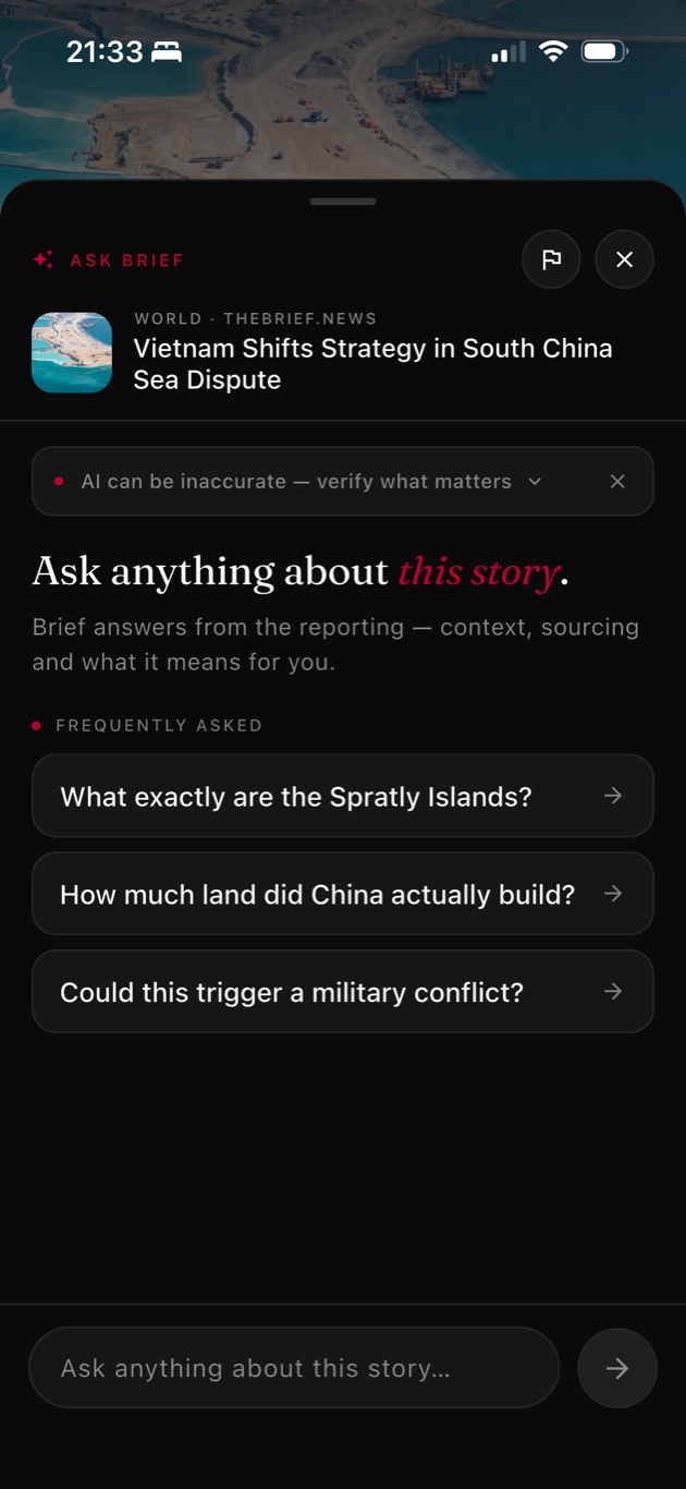 Ask Brief: ask anything about this story with suggested questions